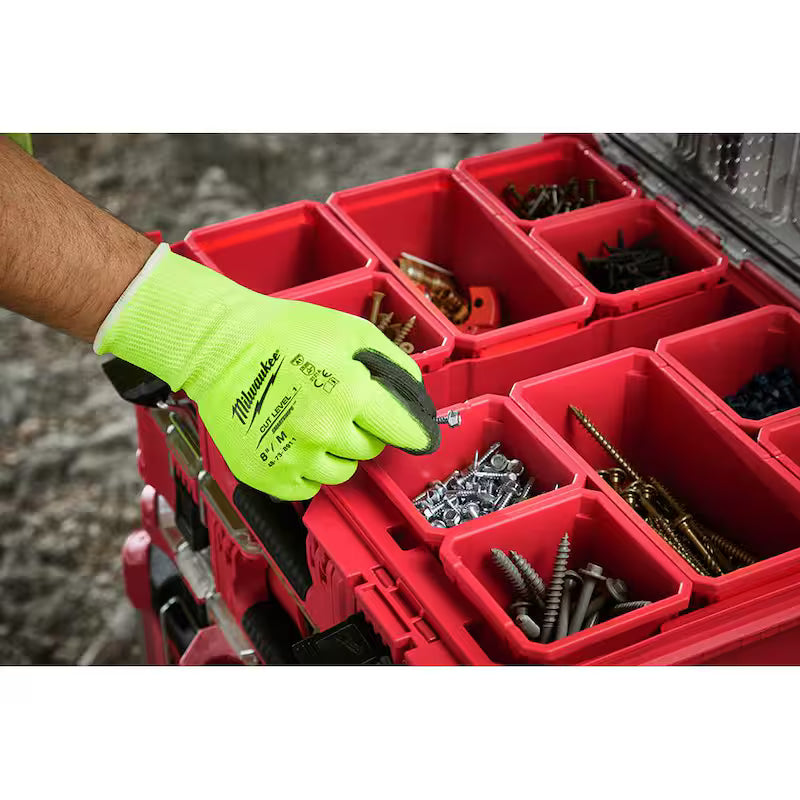 High Visibility Level 1 Cut Resistant Polyurethane Dipped Work Gloves 12-Pack L651621