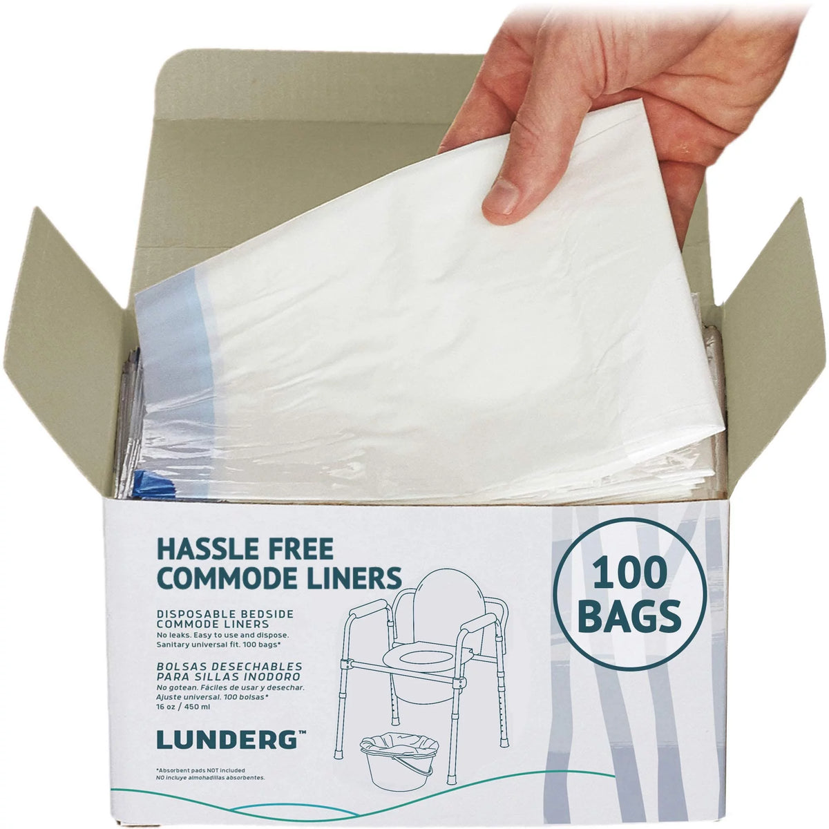 100 Count Universal Fit Disposable Commode Liners X93378