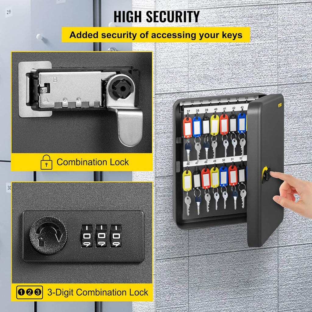 Black Steel Key Cabinet, 72 Positions, Wall Mounted, Pack of 2 V133
