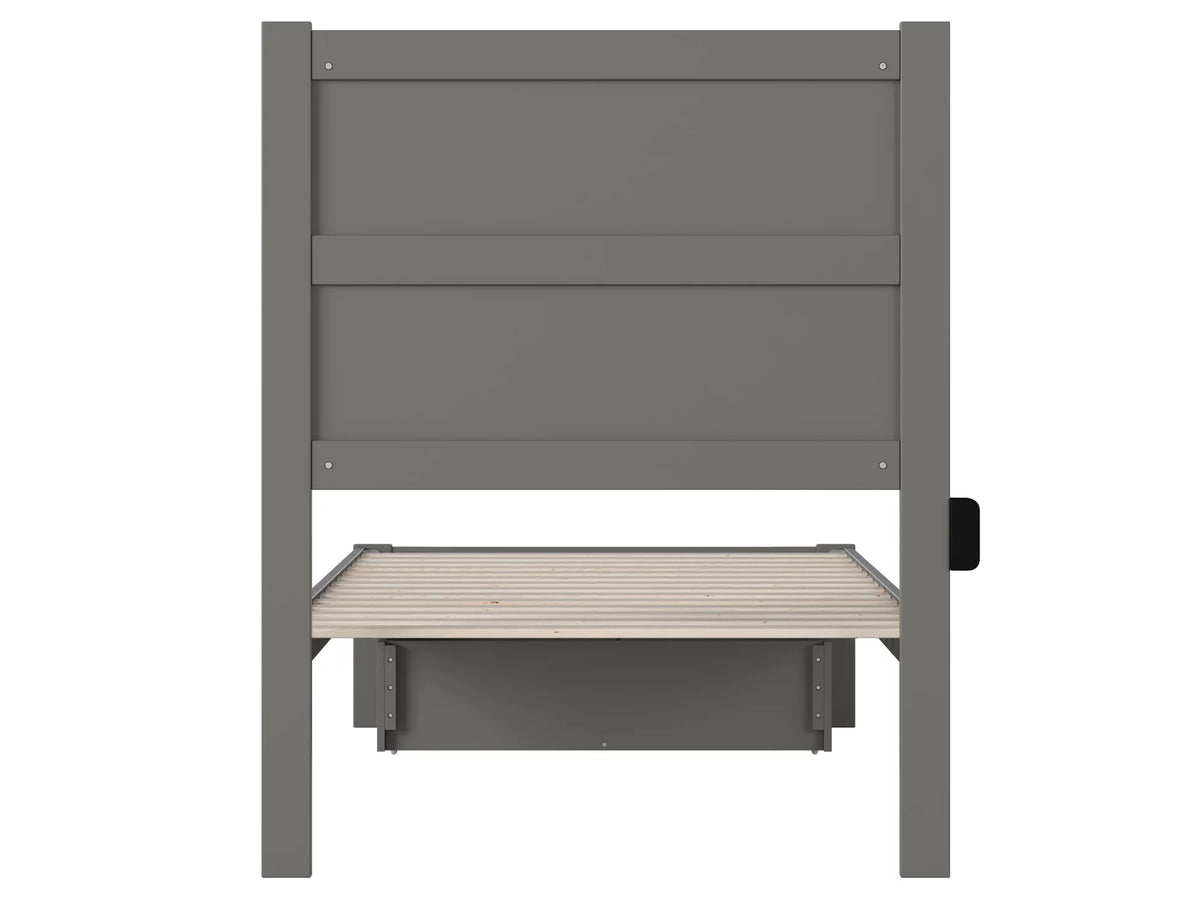 14" Twin XL Wood Platform Bed Frame with Foot Drawer Storage, Grey F507
