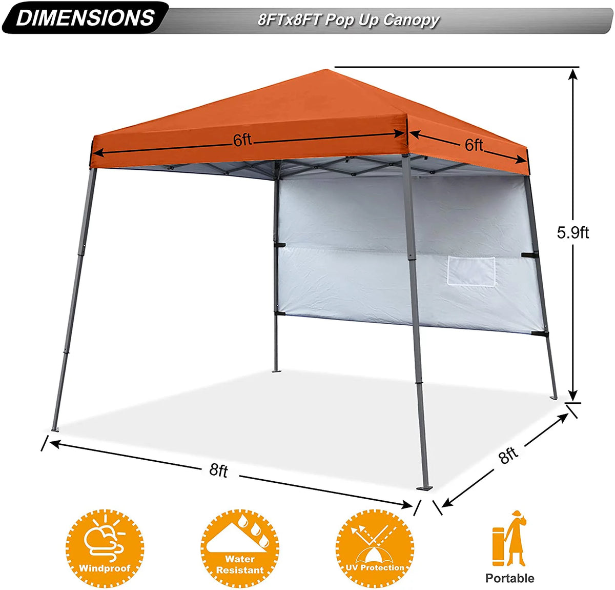 10ft x 10ft Pop Up Canopy Tent with Sidewall X512
