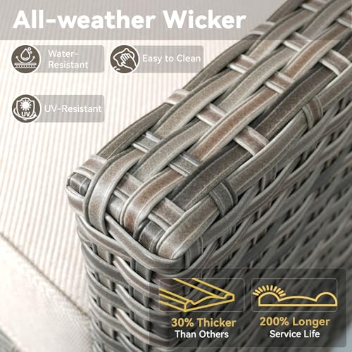 5 Pieces All-Weather Wicker Patio Furniture Set with Swivel Chairs O963