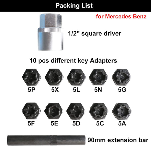 12 PCS Wheel Lock Removal Kit for Mercedes C728