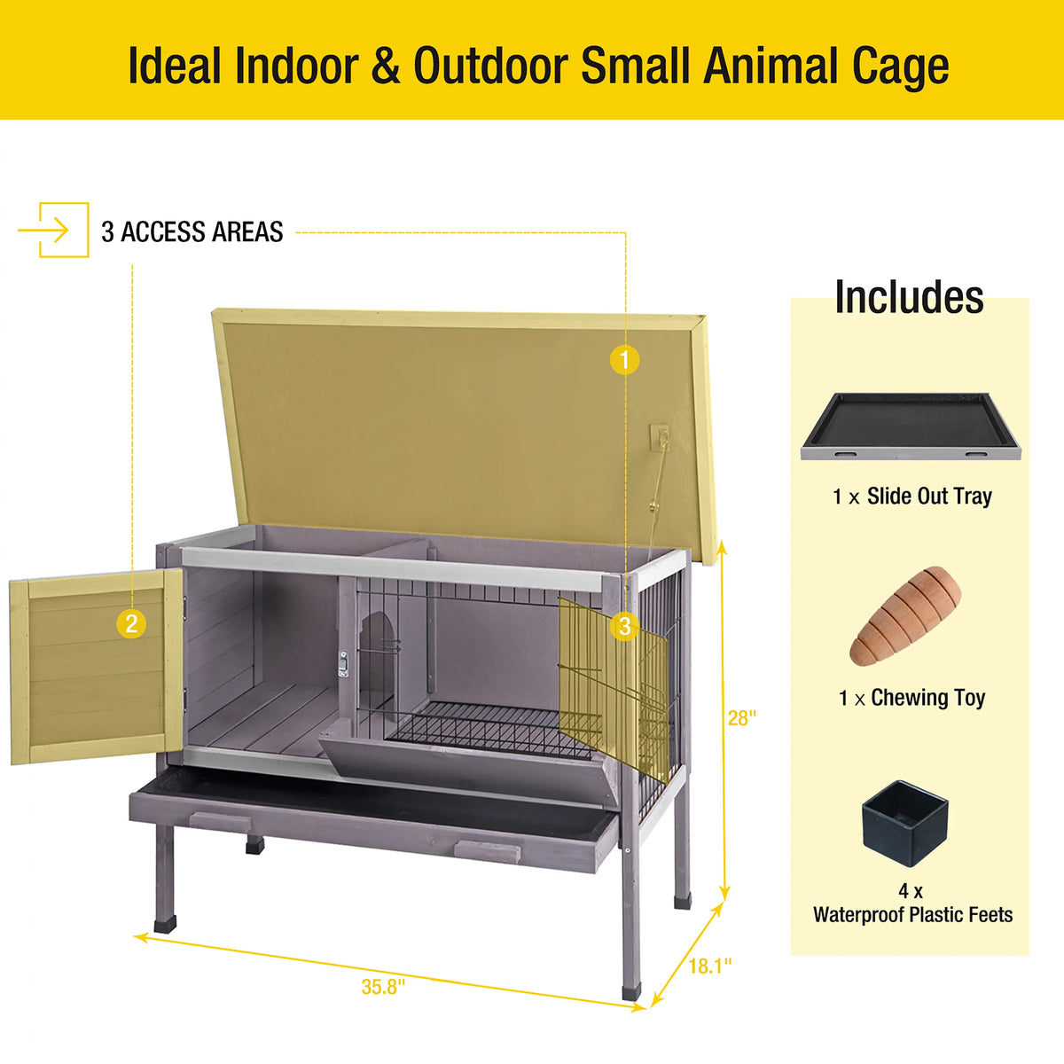 Wooden Rabbit Hutch Indoor Bunny Cage V14445
