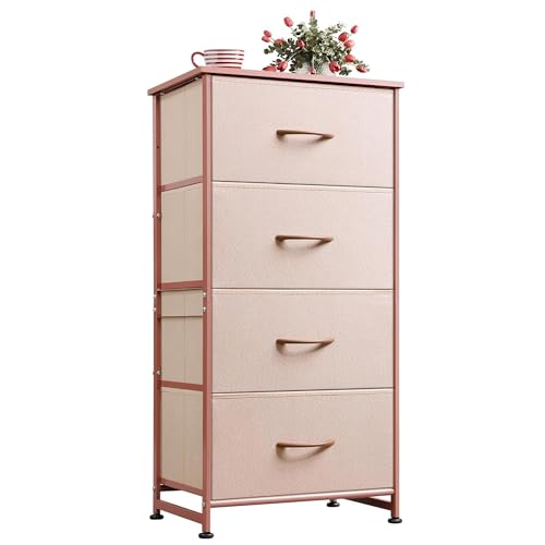 Rustic Brown 4 Drawer Fabric Storage Dresser M5246