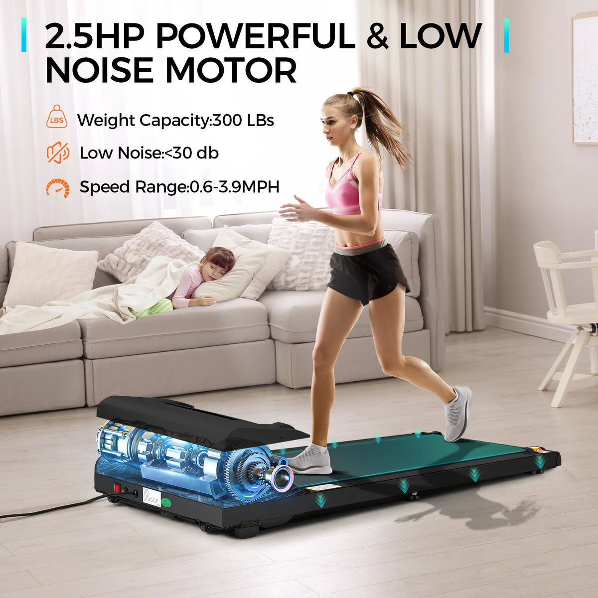 Under Desk Treadmill 2.5HP Electric Walking Pad G200802