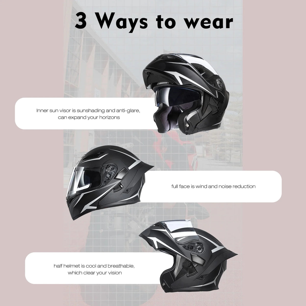 Motorcycle Flip up Full Face Helmet with Dual Visor J328