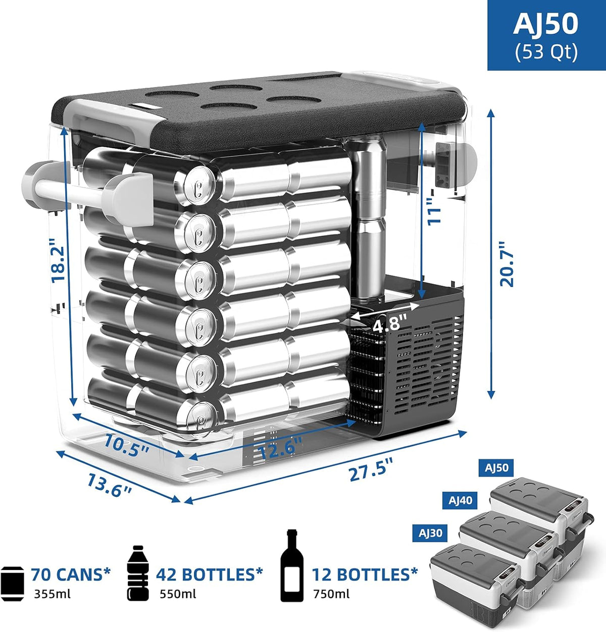 Portable Freezer Fridge, 12 volt Refrigerator, 53 Quarts C73028