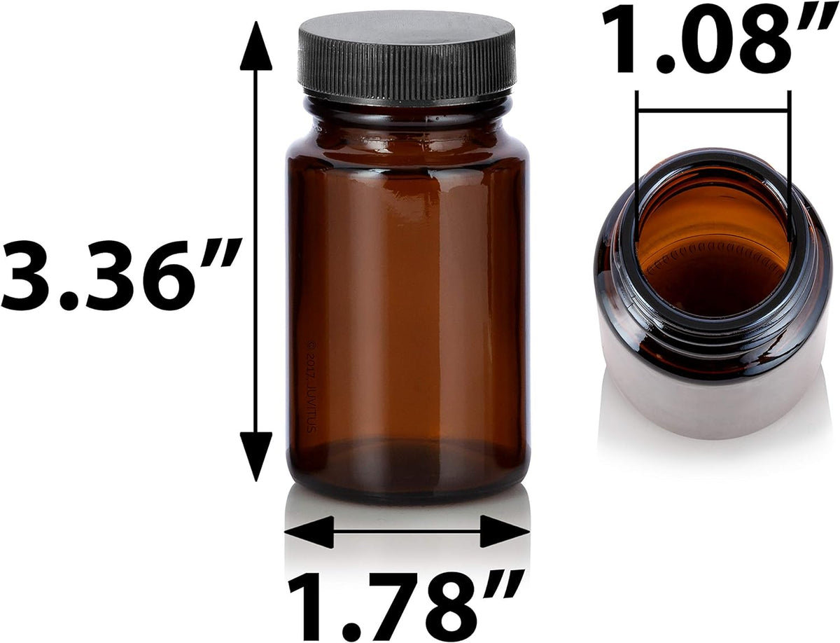 Amber Glass Packer Bottle With Black Ribbed Lid (12 Pack) V65590