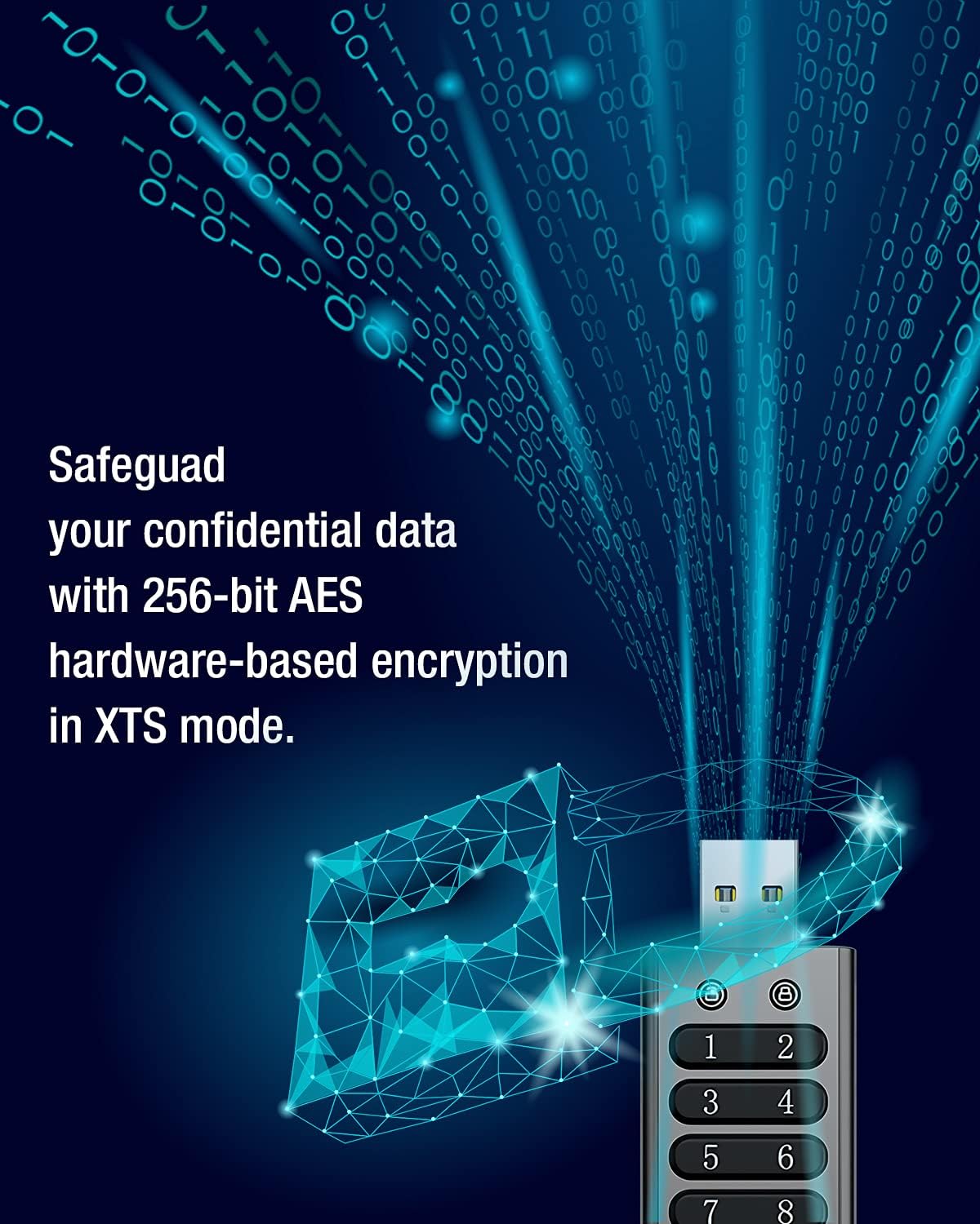 64GB Secure Encrypted USB Flash Drive with Keypad P672