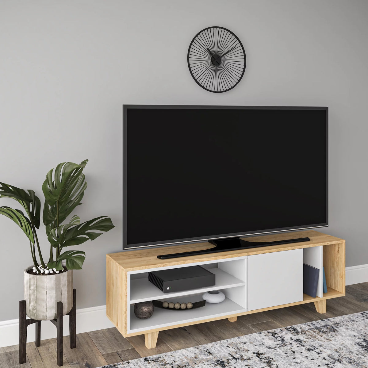 Oak White 2 Tier TV Stand E595