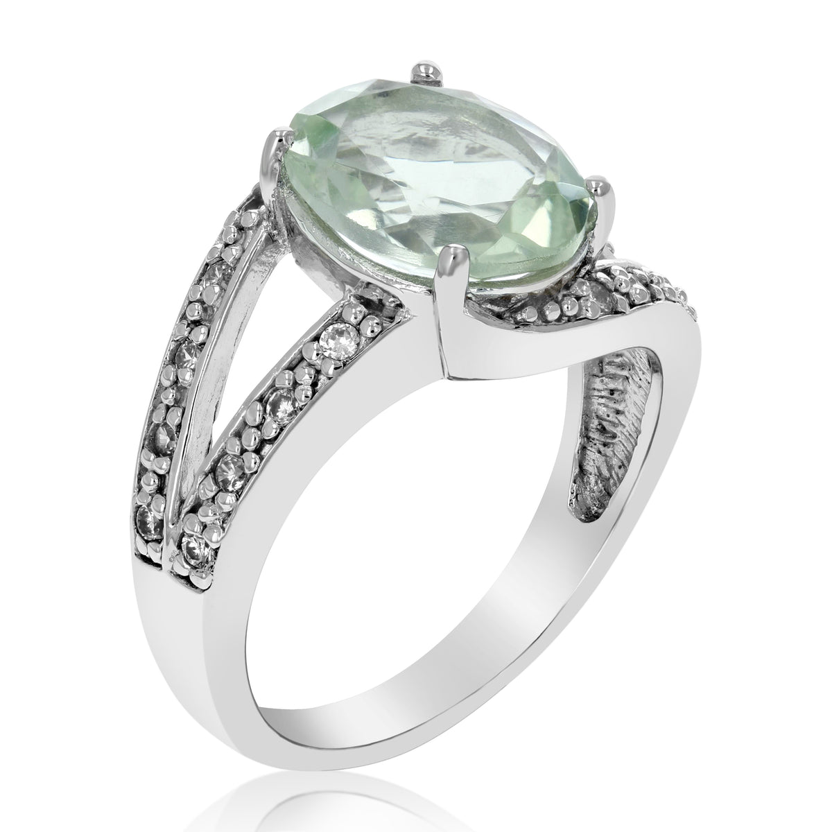 Green Amethyst Oval 10x8 MM Prasiolite Ring in Sterling Silver D667