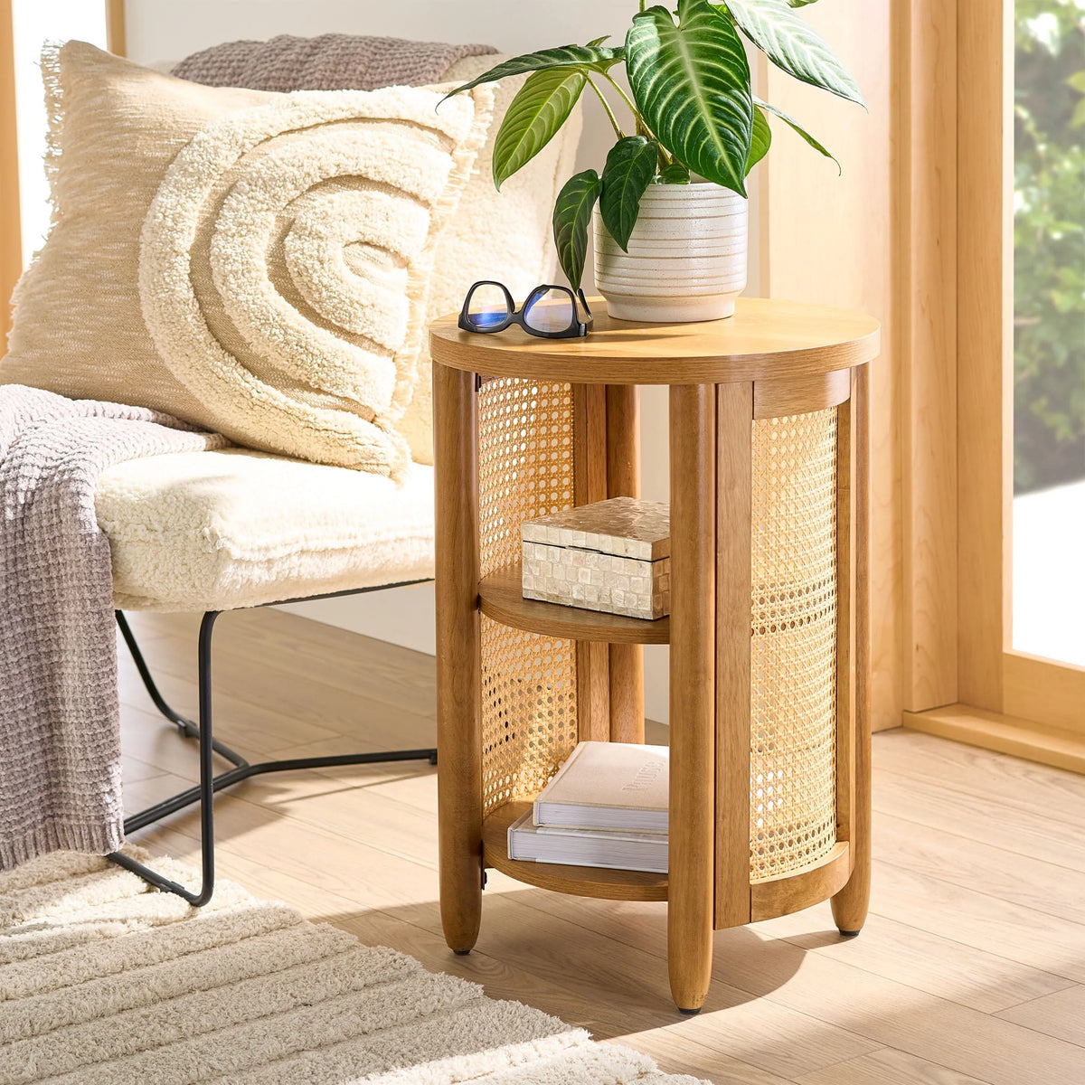 Side Table, Light Honey Finish L390365