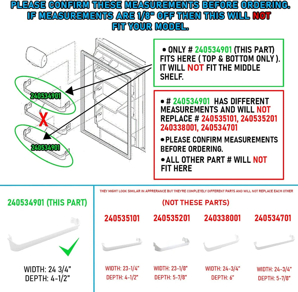 Door Shelf Rack Bar Refrigerator Replacement C926