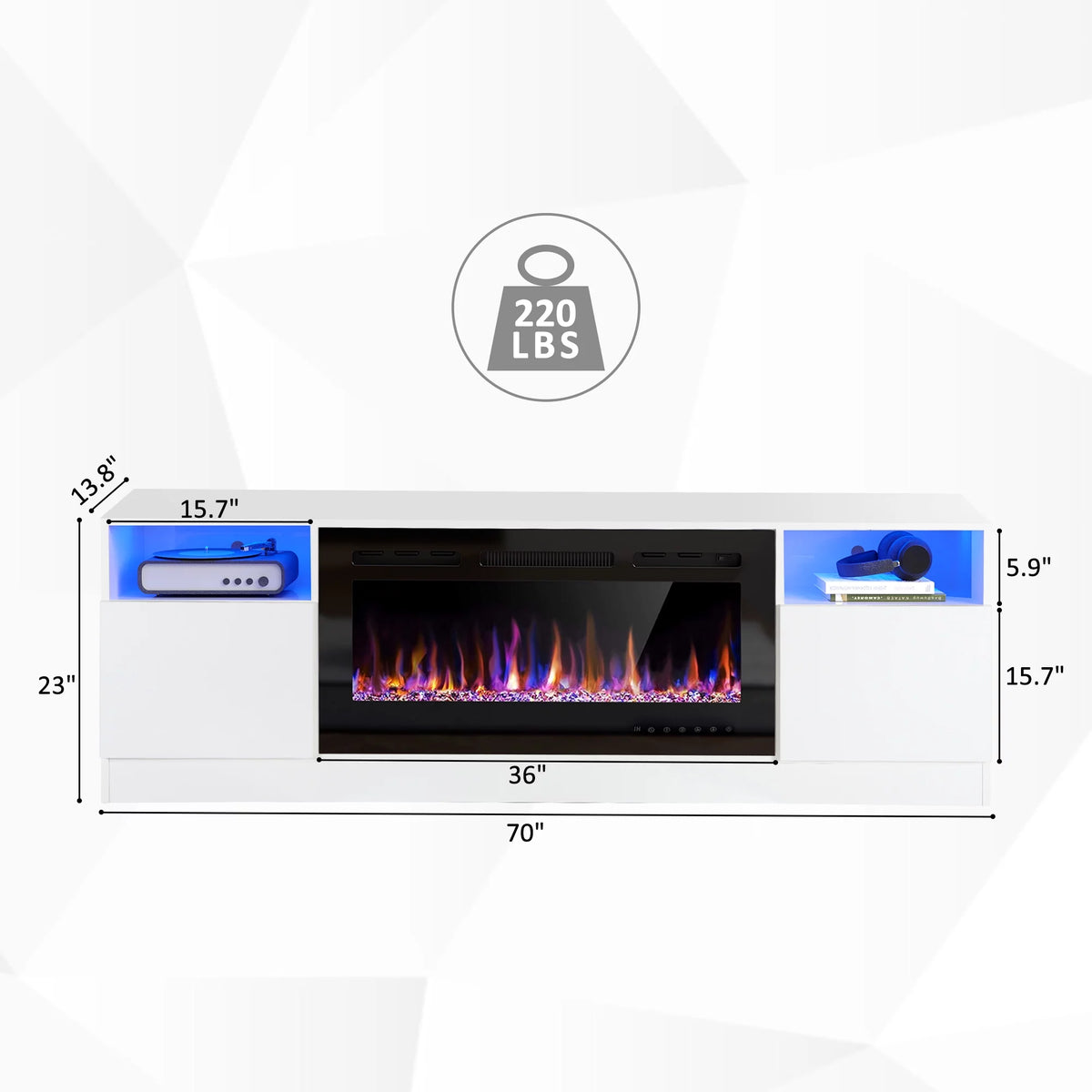 70" Fireplace TV Stand with 36" Electric Fireplace B62797