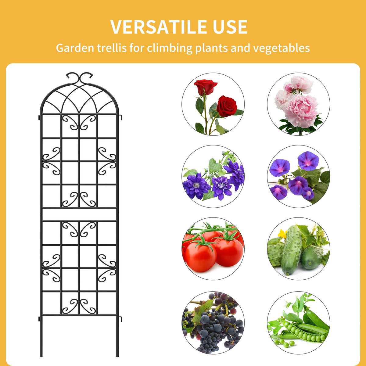 Black Metal Decorative Garden Fencing 4 Pack X119288
