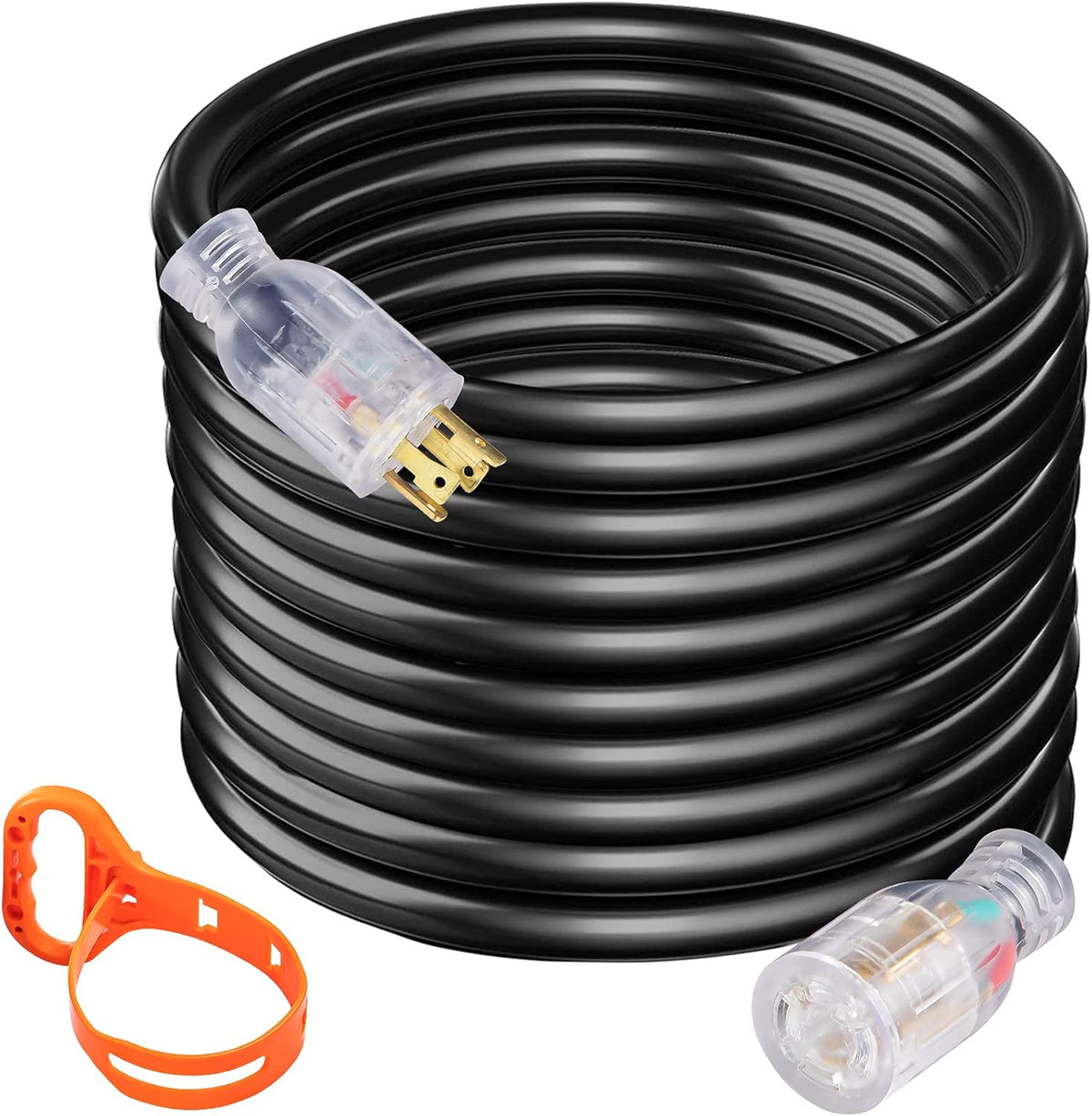 25FT 30AMP 10/4 ETL 7500W 10 Gauge SJTW 125/250V Extension Cord Pack of 2 D1364