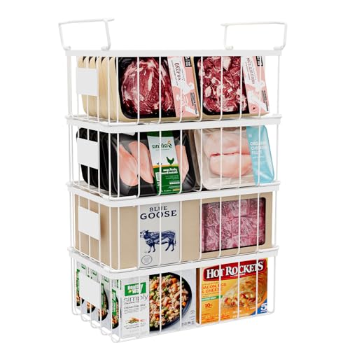 3 Pack Stackable Wire Storage Baskets with Tag, White H883806