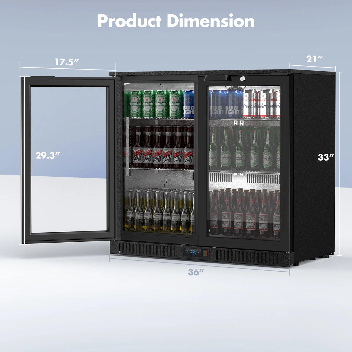 Black 2 Glass Door 7.0 Cu.Ft. Undercounter Beverage Refrigerator Y8835