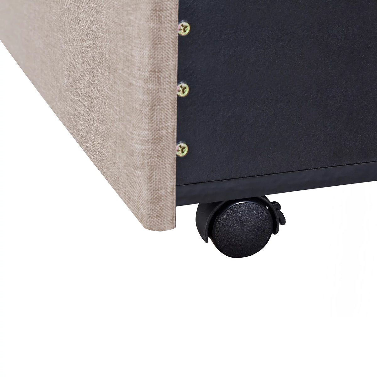 Queen Size Beige Upholstered Platform Bed Frame with Drawer Q45733