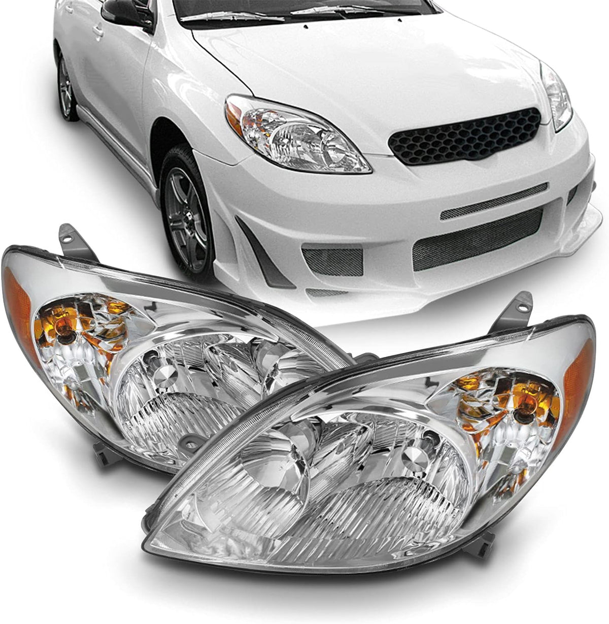 Chrome Headlights Pair for 2003-2008 Toyota Matrix Wagon 4Door O99460