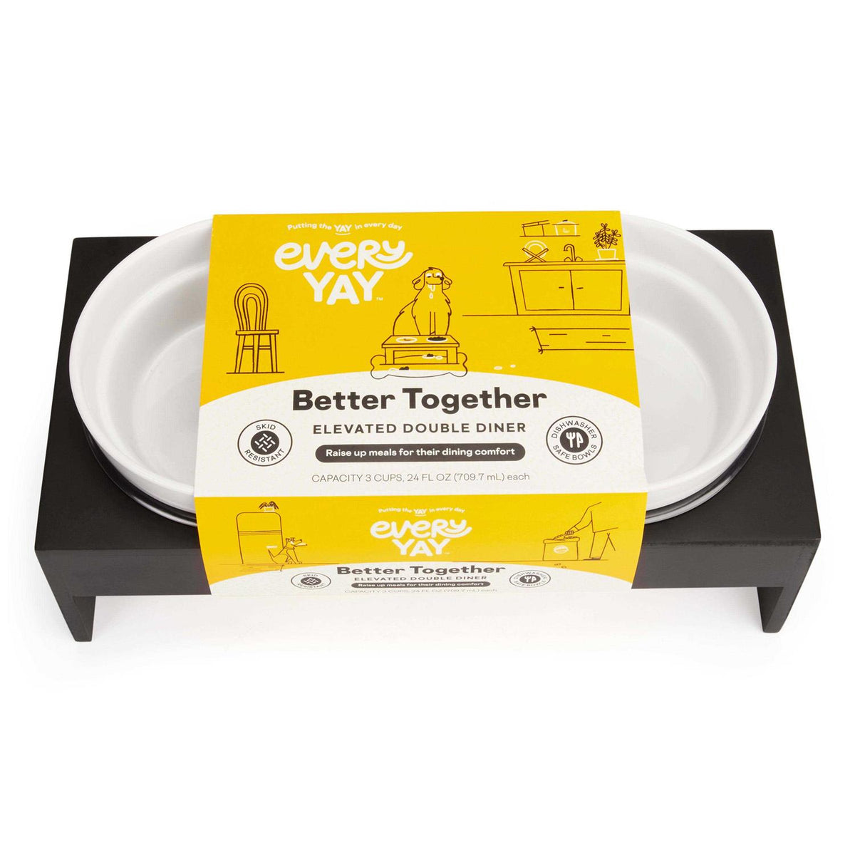 Wood Double Diner for Dogs A69748